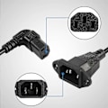 Miniatyrbillede 2 af 5: Panelmonteret C14 til 90 Graders C13 PDU Strømforsyningsforlængerkabel, IEC 320 C14 Han til Vinklet C13 Hun 3-polet Strømkabel til Skærme [DB]