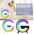 Miniatyrbilde 2 av 5: Smart Intelligent Led Lampe Bluetooth-høyttalere Trådløs Lader Atmosfærelamper [DB] White