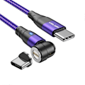 Pikkukuva 1 / 5: 3-in-1 Nopea Lataus Moni Nylon Punottu Tietojen Synkronointijohto Magneetti Latauskaapeli db Purple 2m