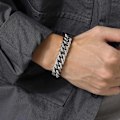 Miniatyrbild 2 av 5: 12/15MM bredd rostfritt stål kubansk kedja armband för män, silverfärg mode hip hop man pojke armband smycken DB 12MM Width 19cm
