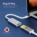 Miniatyrbild 5 av 5: USB C till adapter, 4K@60Hz typ C till DP, för Pro 2016,,, XPS 15, Galaxy [DB] silver