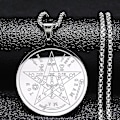 Miniatyrbillede 1 af 4: Syv Ærkeengle Amulet Rustfrit Stål Halskæder Mænd Segl af Salomon Talisman Halskæde Beskyttelse Smykker Krave Hombre_lldxm Db E 50cm BOX SR