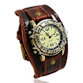 Miniatyrbillede 5 af 5: Mænds Retro Punk Ægte Læder Ur Armbånd Hip Hop Mode Alsidig {Db} vintage brown