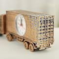 Miniatyrbild 4 av 5: 11,8 tum container lastbilsväckarklocka med bogserhuvud, trendig och personlig väckarklocka, studentnattduksbordsklocka, hemväckarklocka - mörkbrun [dB}