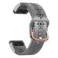 Miniatyrbilde 1 av 4: For Garmin Fenix 7s / 6s Pro / 5s Plus / Instinct 2s Hullet Blomstermønster Silikonurrem Justerbar Hurtigutløsning Myk Rem Erstatning DB Grey