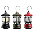 Miniatyrbild 3 av 5: Utomhus COB-lykta Retro Campinglampa USB Laddningsbar Campinglykta Flamlampa {Db} Black