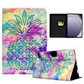 Pikkukuva 1 / 5: Kuvioitu nahkainen tablettikotelo Samsung Galaxy Tab A9+:lle, korttipaikoilla [DB] Colorful Pineapple