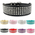 Miniatyrbild 1 av 5: Strass PU Läder Hundhalsband 5 Rader Diamant Bling för Stora Hundar 5cm bred [DB] Black m(61x5.0cm)
