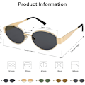 Pikkukuva 5 / 5: SOJOS Retro Oval aurinkolasit yhteensopivat naiset miehet trendikkäät aurinkolasit klassiset sävyt UV400 suojaus SJ1217_SSDLV DB Gold-Grey