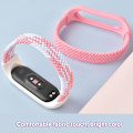 Miniatyrbillede 5 af 5: Watchband Single Loop Replacement Nylon Braided Elastic Watch Strap Wristband Kompatibel Xiaomi Mi Band 3/4/5/6/nfc Jikaix Pink White
