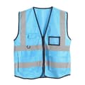 Hög synbarhetsväst med blixtlås, reflekterande jacka, säkerhetsväst, 5 fickor [Db] Light blue