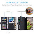 Miniatyrbillede 2 af 5: For Honor Magic7 Lite 5G/ X9c 5G Etui PU Læder Telefon Cover med Lynlås Pung 9 Kort Slots [DB] Black