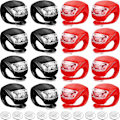 Miniatyrbilde 1 av 5: 16 stk LED Sykkellys, Klips på Sykkellys, Foran og Bak Silikon LED Sykkellyssett, Vanntett Sykkelforlys Baklys Sikkerhet [DB] 16pcs red and black