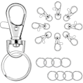 Miniatyrbilde 1 av 5: 100 stk Nøkkelringkroker med nøkkelringer, nøkkelringklipskroker med ringer for lanyard smykker db
