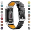 Fitbit Charge 6/5 Ersättningsbart Justerbart Äkta Läderarmband [DB] Black Fitbit Charge 6