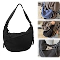 Miniatyrbild 1 av 5: Nylon Halvmåne Väska för Kvinnor, Dumpling Väska Crossbody Väska med Justerbar Axelrem Bröstväska Axelväska för Dagligt Bruk [DB] Black