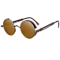 Miniatyrbillede 2 af 4: Vintage Polariserende Steampunk Runde Solbriller til Mænd Stilfulde Db Brown Frame Brown Lenses