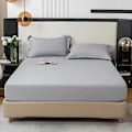 Miniatyrbilde 5 av 5: 3-delt sengetøysett i ensfarget, mykt, hudvennlig og pustende materiale, for soverom, maskinvaskbart (1*laken + 2*putevar, uten kjerne) [DB] Deep Grey 150cm*200cm