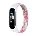 Miniatyrbillede 1 af 5: Watchband Single Loop Replacement Nylon Braided Elastic Watch Strap Wristband Kompatibel Xiaomi Mi Band 3/4/5/6/nfc Jikaix Pink White