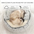Miniatyrbillede 5 af 5: 2-i-1 Rund Plys Hundekat Sofa Seng Vinter Varmt Kæledyr Kat Lille Hund Sove Rede Sød Fluffy Blød DB Green S