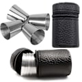 Miniatyrbilde 1 av 5: 4 stk. Rustfritt Stål Drikkkoppsett Schnappskopp Uknuselig Bærbar Mini Shotglass For Camping Reise Utendørs Med Lærveske db