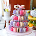 Miniatyrbillede 5 af 5: Rund macaron tårn 6 lag transparent kage stativ til bryllup fødselsdagsfest dessert wienerbrød display stativ