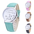 Miniatyrbild 3 av 5: Damklocka \"Whatever I'm Late Anyway\" Text Rund Urtavla Konstläderarmband Quartz db Brown