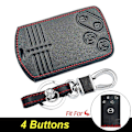 Pikkukuva 1 / 5: Nahkainen auton avainkotelo avaimenperällä Mazdalle CX-7 CX-9 MX-5 Miata RX-8 2008 2009 Smart Keyless -kaukosäätimen suojakotelo avaimen tyhjennys [DB] 4 Buttons
