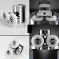 Miniatyrbilde 3 av 5: 4 stk. Dusjdørhjul 23mm Dusjdørruller Kraftig Legering Dobbelthjul For Både Flat Skyving [db] silver