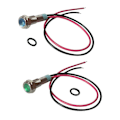 Miniatyrbillede 3 af 5: 6mm 6V Grøn/Blå LED Metal Indikatorlys | Pilot Dash Fortrådet LED Antal 2 [db]