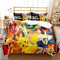 Miniatyrbild 1 av 4: P09 Anime Pikachu 3D-tryckt påslakan Överdrag Täcke Örngott Sängkläder Set Barn Present {DB} AU DOUBLE 180x210cm