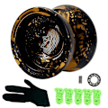 Miniatyrbild 1 av 5: Aluminium Yoyo för barn, professionell Yoyo boll, för nybörjare Yoyo spelare, med handskar och 5 Yoyo strängar db Black Gold