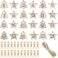 Miniatyrbillede 1 af 5: Julekalender Numre Træ, Julekalender Nummer Jule Nedtælling Kalender Med 24 Stykker Klips, Træ Ornament {db}