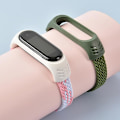 Miniatyrbillede 4 af 5: Watchband Single Loop Replacement Nylon Braided Elastic Watch Strap Wristband Kompatibel Xiaomi Mi Band 3/4/5/6/nfc Jikaix Pink White