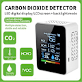Miniatyrbillede 3 af 5: 5 i 1 luftkvalitetsmonitor CO2-måler digital temperaturfugtighedstester kuldioxid Tvoc Hcho-detektor sort