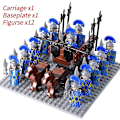 Miniatyrbillede 1 af 5: Mini actionfigurer af middelalderlige riddere, byggeklodser, romersk stridsvogn, karet, soldat, krigshest, klodser, legetøj til børn, gave Db Set 41