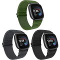 Miniatyrbild 1 av 5: 3-pack elastiska nylonremmar kompatibla med Fitbit Versa 4-rem/fitbit Versa 3-rem/fitbit Sense-rem/sense 2-rem, mjuk ögla justerbar sportrep
