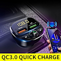 Miniatyrbillede 2 af 2: HY87 Bil MP3 Afspiller Bluetooth FM Transmitter Dobbelt USB Billader Understøtter QC3.0 [DB]