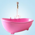 Miniatyrbild 4 av 5: ZHOUBA Elektrisk docka badkar spouting vatten ljud miniatyr dockhus badkar för 1/6 dockor Db Pink