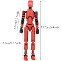Miniatyrbild 2 av 5: T13 Actionfigur, Titan 13 Actionfigur, 3D-tryckt multiledbar rörlig T13 Actionfigur, Lucky 13 Actionfigur Skrivbordsdekor Present Db Transparent