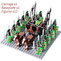 Miniatyrbillede 1 af 5: Mini actionfigurer af middelalderlige riddere, byggeklodser, romersk vogn, karet, soldat, krigshest, klodser, legetøj til børn, gave Db Set 51