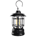 Miniatyrbild 2 av 5: Utomhus COB-lykta Retro Campinglampa USB Laddningsbar Campinglykta Flamlampa {Db} Black