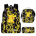 Miniatyrbillede 1 af 4: Sty16 Anime Pikachu Rygsæk Frokostpose Blyantsætui 3stk/sæt Studerende Skolepose Børnegave{DB}