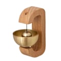 Miniatyrbild 2 av 5: Butiksringklocka för dörröppning, magnetisk träklocka gyllene dekorativ entrédörrklocka med mässingsklocka-d [db] Light brown beech