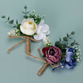 Miniatyrbild 5 av 5: 1 Bukett Blomdekor Simulerad Lätt Skötsel Vacker Anti Fade Brud Boutonniere Corsage Bröllopstillbehör Jikaix White