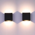 Pikkukuva 1 / 5: 2 kpl LED-seinävalaisimet sisätiloihin ylös ja alas seinävalaisimet musta 6W alumiini [DB]