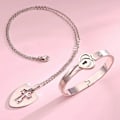 Miniatyrbillede 3 af 5: Lås Armbånd og Nøgle Halskæde Titanium Stål Par Smykker Romantisk Gave [DB] Steel color
