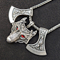 Miniatyrbild 2 av 4: Wolf & Raven graverade slaviska perun axar runor Othala Algiz Silver one size
