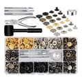Leather Snaps Kit, 120 Sets Metal Snaps with 6 Mounting Tools, for Clothing