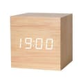 Digital Alarm Clock 12/24H Format Adjustable Brightness Voice Control Power Saving Mode Temperature Date Display Battery Operated light brown